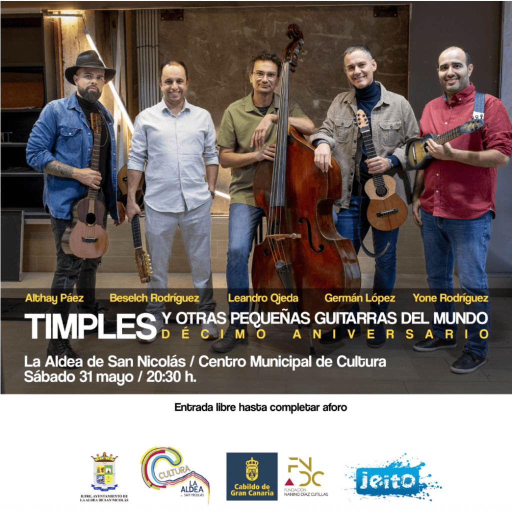 Cartel Celebracioìn del deìcimo aniversario de “Timples y otras PequenÞas Guitarras del Mundo”