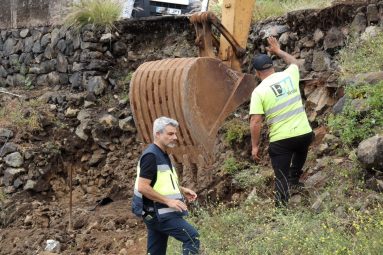 El edil David Hernánez visitó las obras de reposición del muro de la Calle Cooperativa (I)
