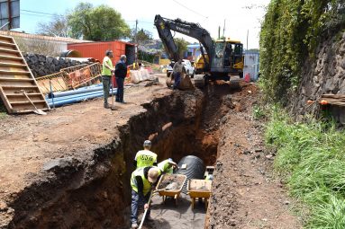 Estado de las obras de la calle El Sol cofinanciadas por Cabildo de Tenerife y Ayuntamiento de El Rosario