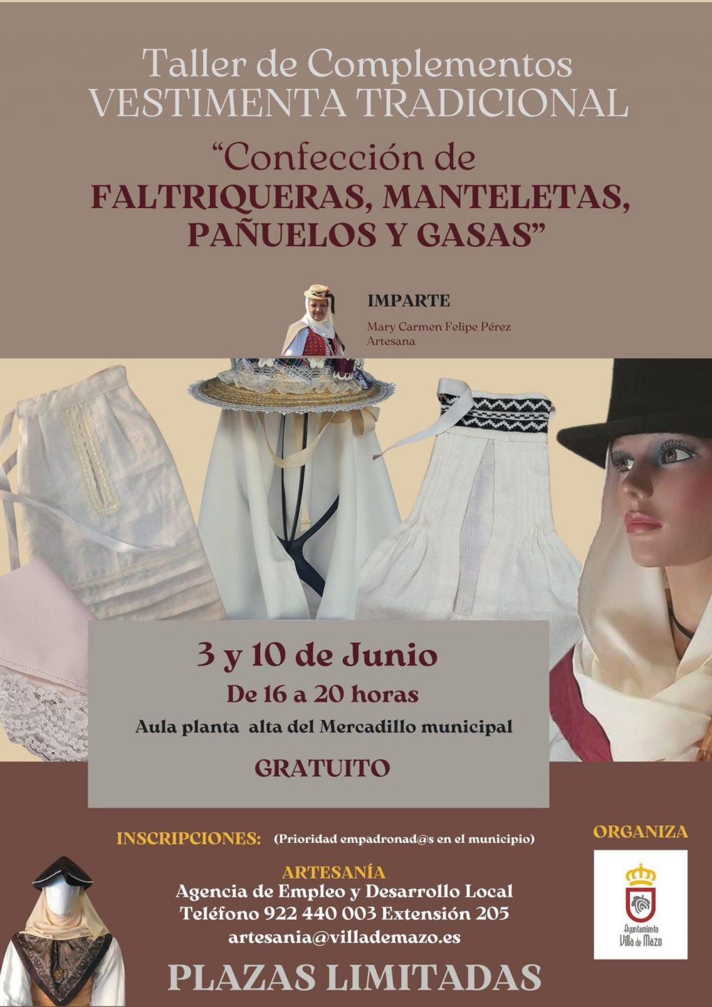 Cartel taller completos vestimenta traidiconal