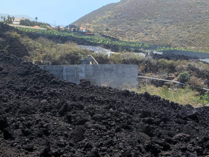 Lengua de lava de la erupción de 2021 por zonas agrarias.