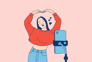 Illustrations,Of,Beautiful,Young,Woman,Influencer,Created,Her,Dancing,Video